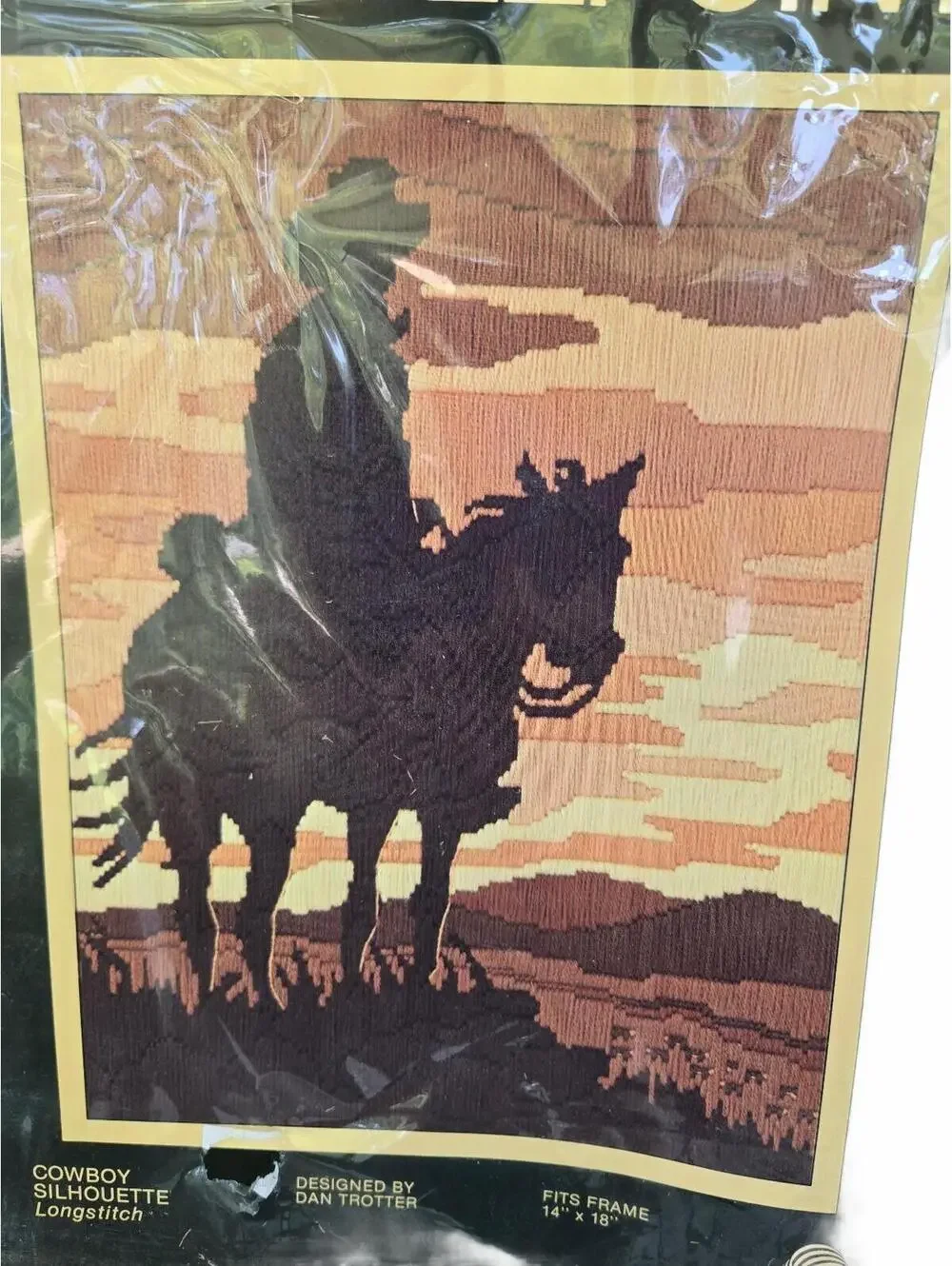 Sunset Needlepoint Kit Cowboy Silhouette Longstitch Designed by Dan Trotter